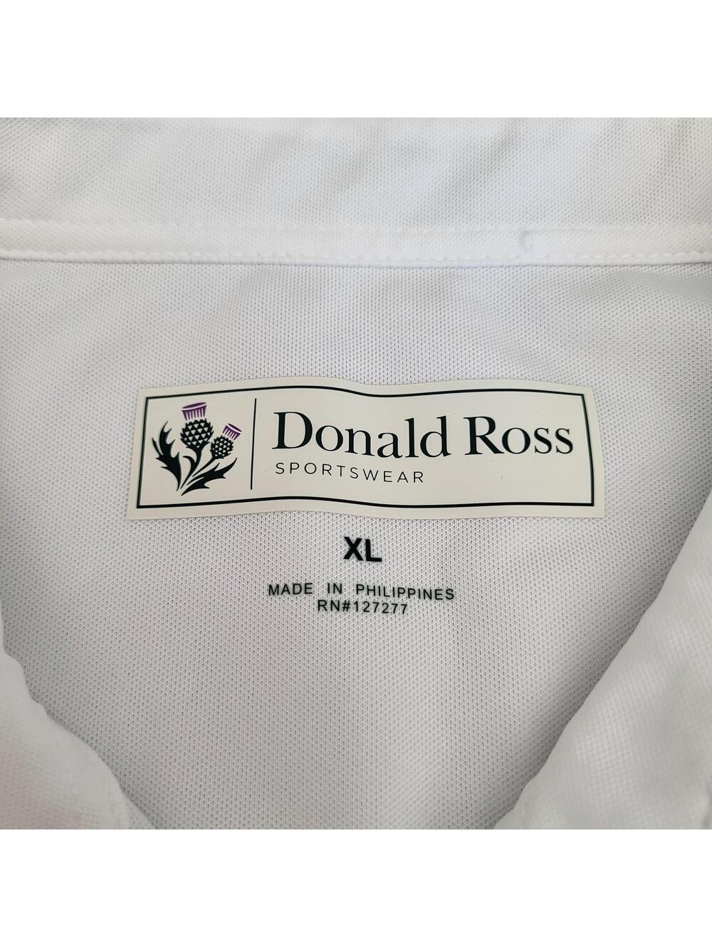 Donald Ross Sportswear White Performance Polo Shirt XL Embroidered Logo